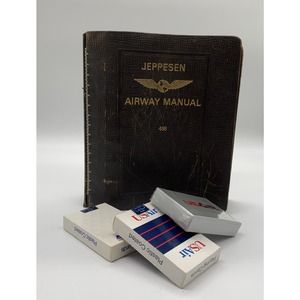 Leather Jeppesen Airway Manual 458 Binder Only 3 Playing Cards Delta USAir Read
